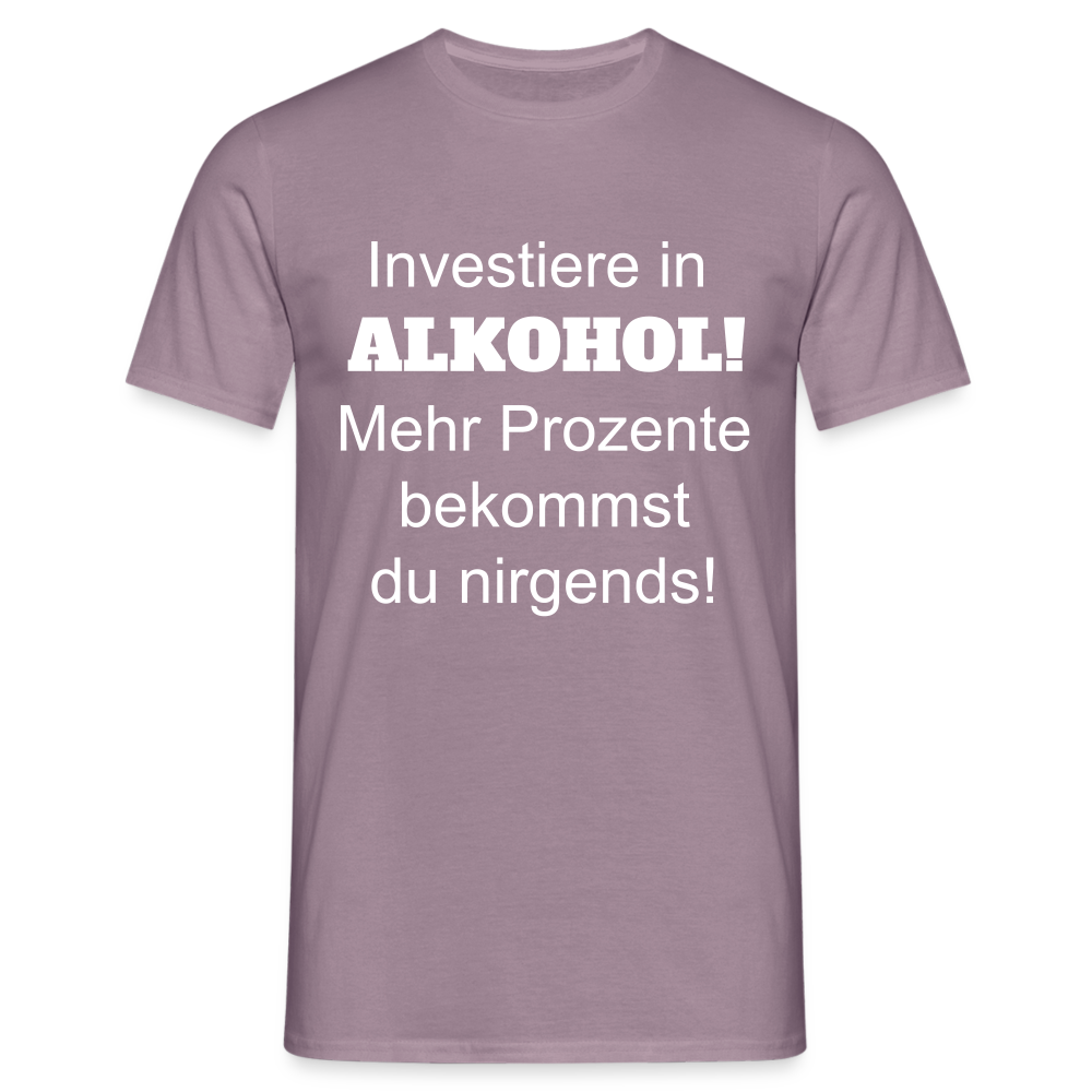 T-Shirt investiere in Alkohol - Lilagrau