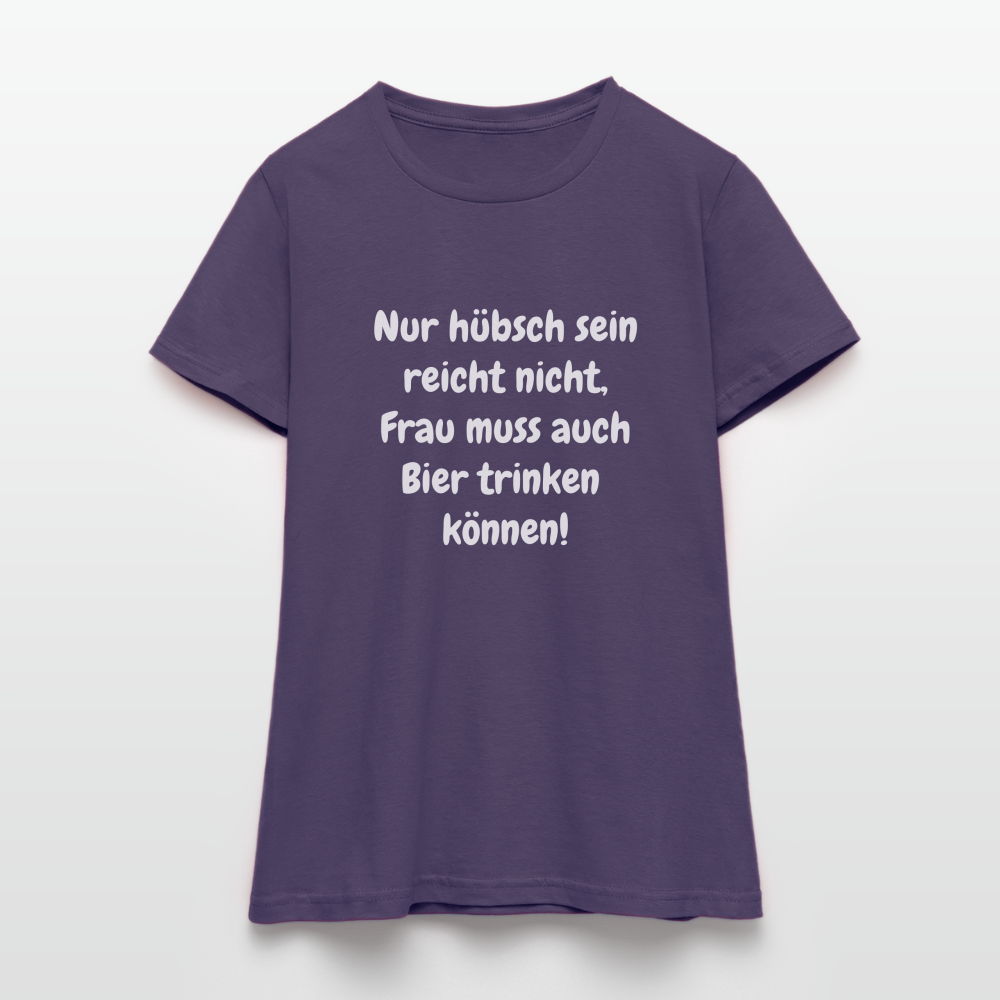 T-Shirt Frau muss Bier trinken können - Dunkellila