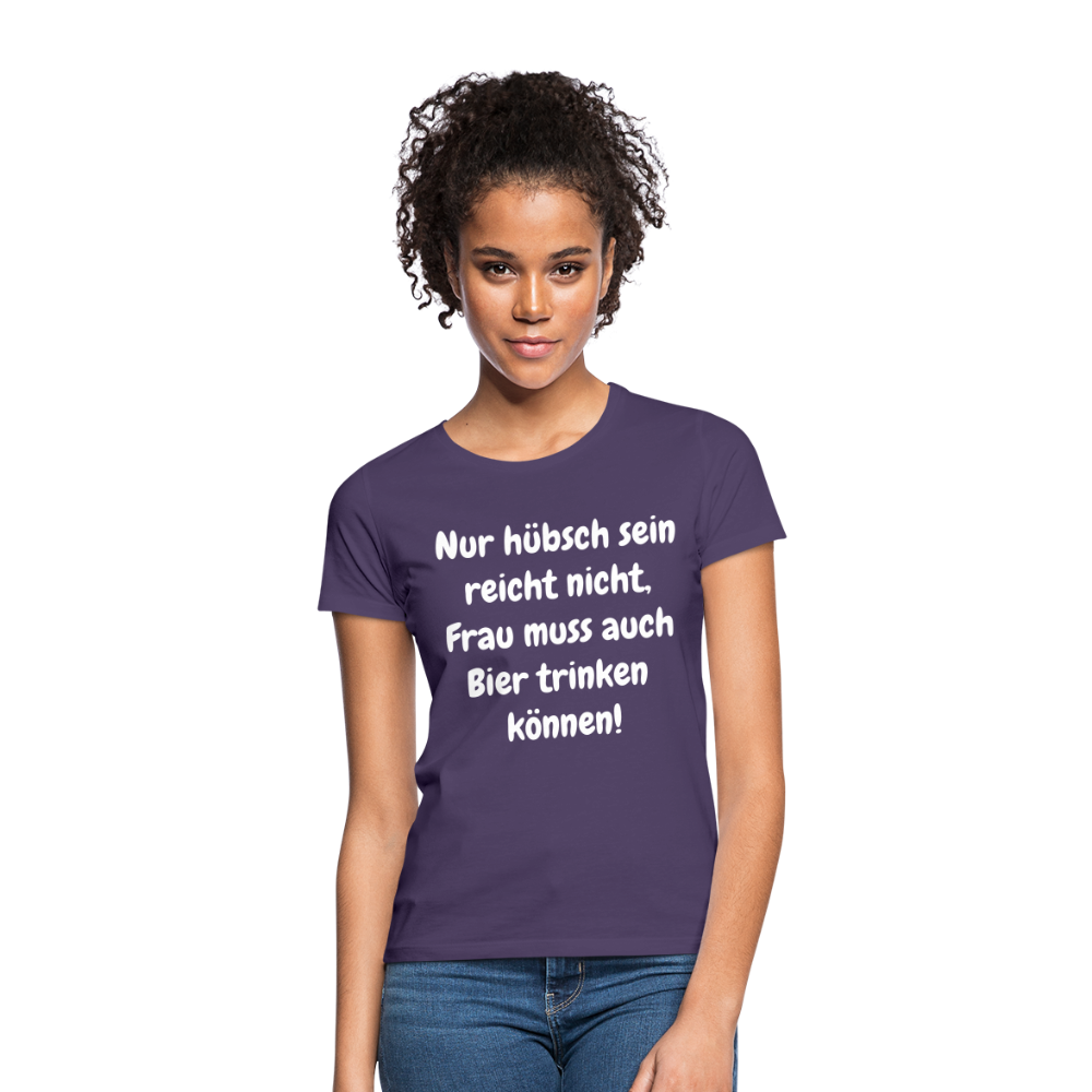 T-Shirt Frau muss Bier trinken können - Dunkellila