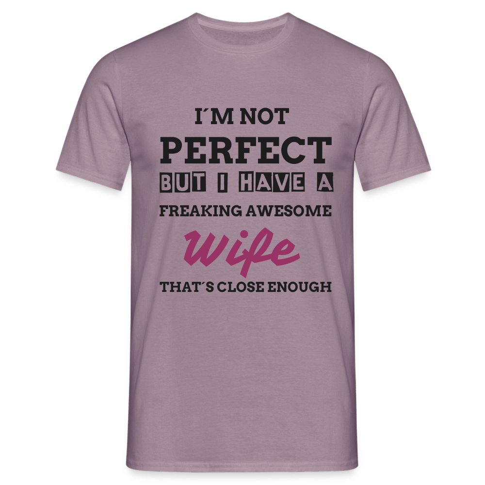 Männer T-Shirt not Perfect mit Klitzerdruck - Lilagrau