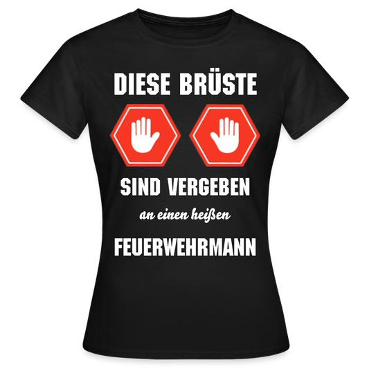 Frauen T-Shirt Feuerwehrmann - Schwarz