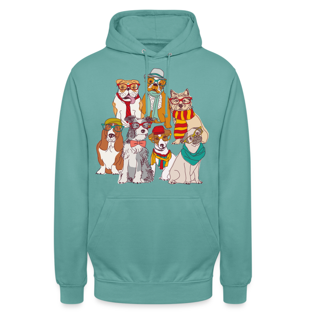 Unisex Hoodie Hunde - Pastelltürkis