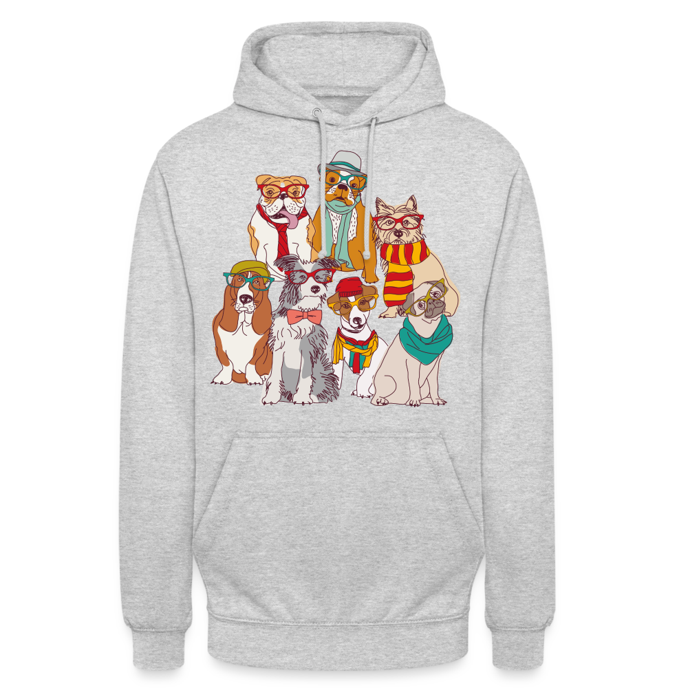 Unisex Hoodie Hunde - Hellgrau meliert