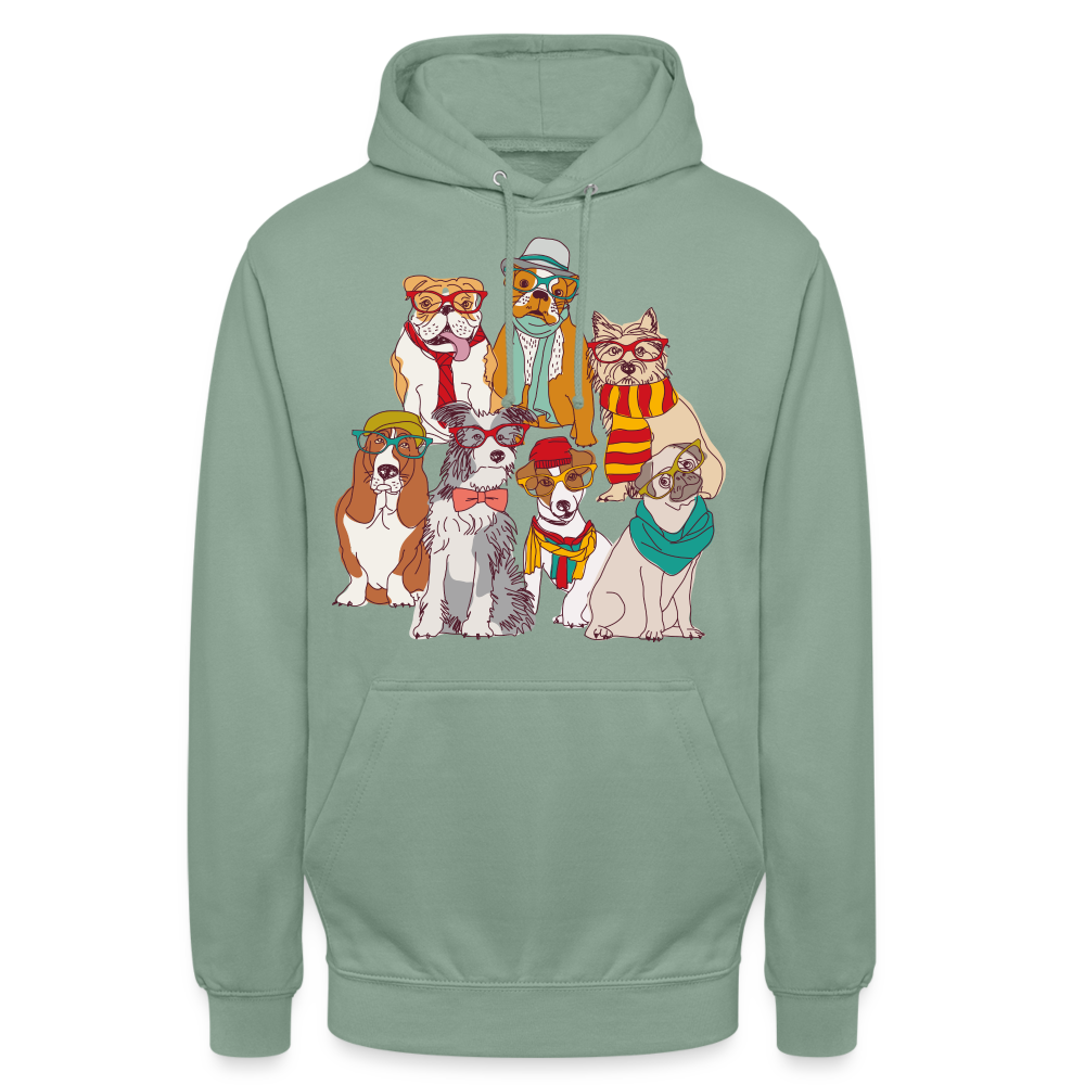 Unisex Hoodie Hunde - Graugrün