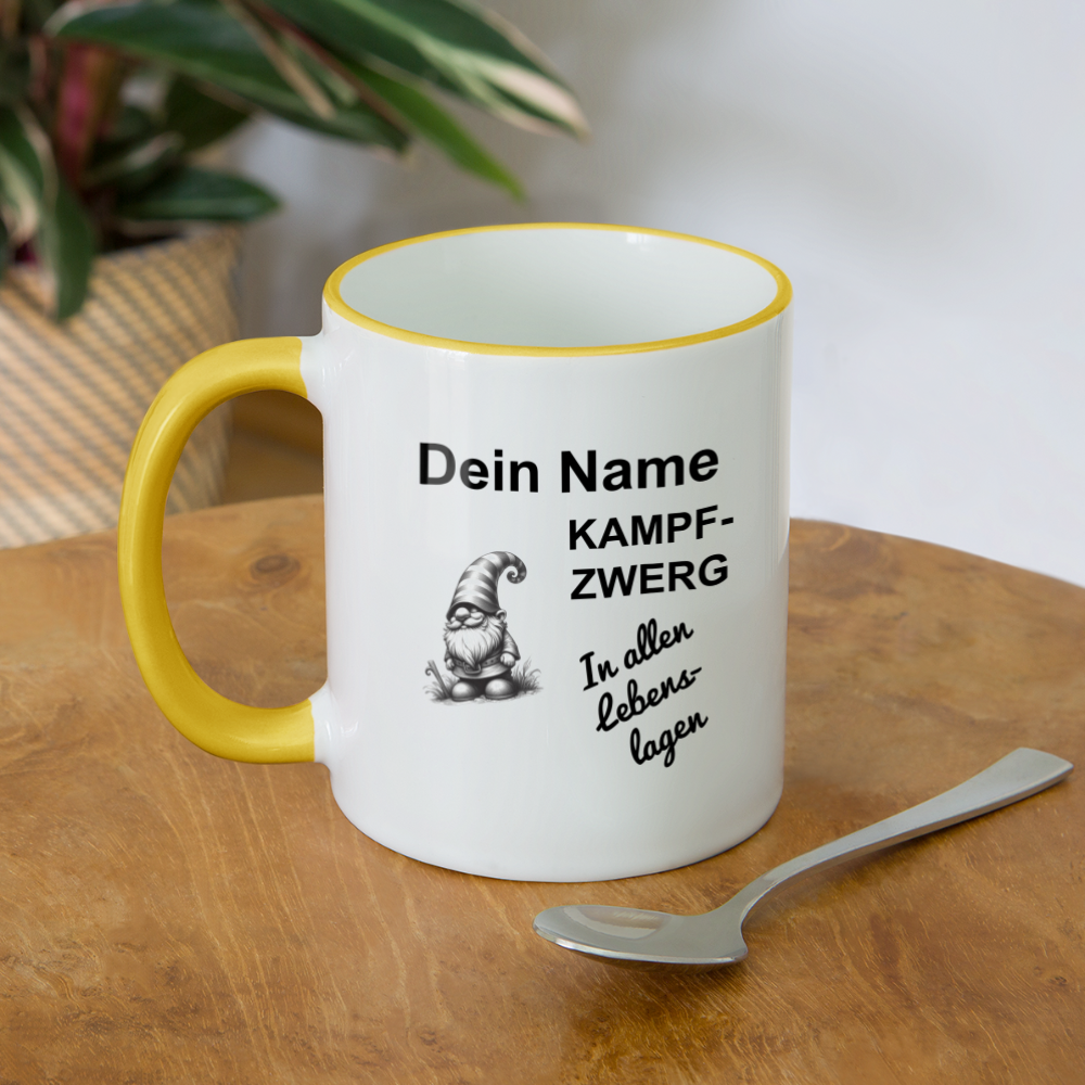 Tasse Kampfzwerg - Weiß/Gelb