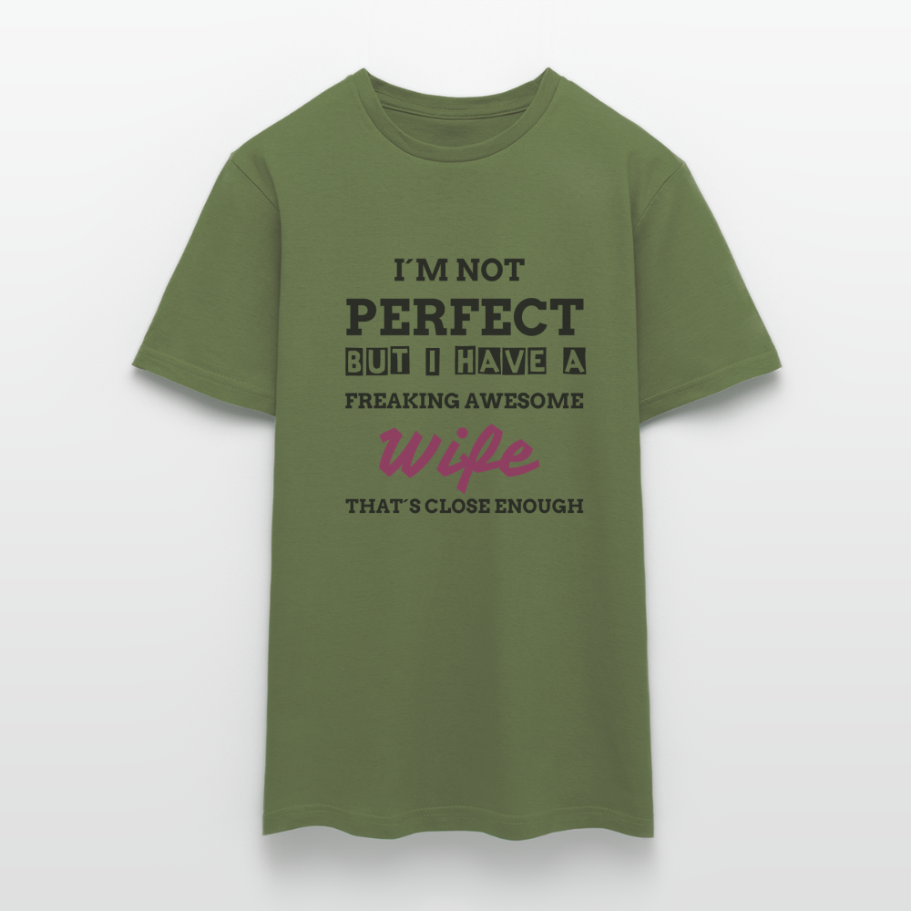 Männer T-Shirt not Perfect mit Klitzerdruck - Militärgrün